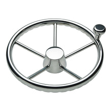 Schmitt & Ongaro 170 13.5" Stainless 5-Spoke Destroyer Wheel w/ Stainless Cap and FingerGrip Rim - Fits 3/4" Tapered Shaft Helm