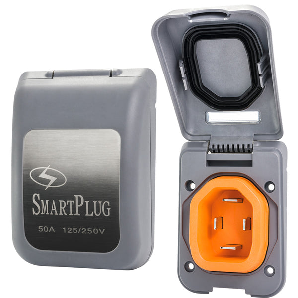 SmartPlug 50 Amp Non Metallic Gray Inlet - Boat & RV Side