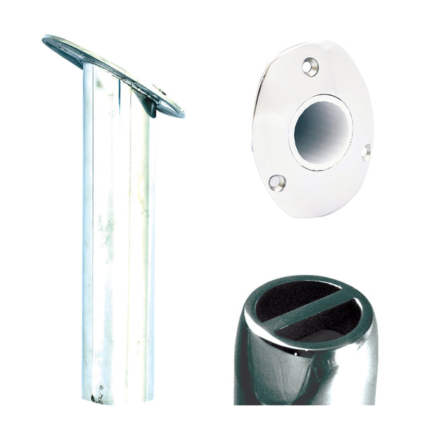 Tigress Oval Head SS Gunnel Mount Rod Holder - 30° - 9" - 4-Pack