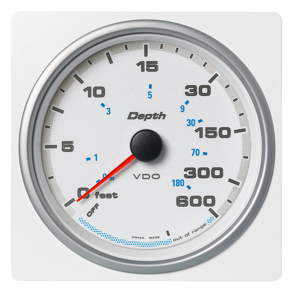 Veratron 4-3/8" (110mm) AcquaLink® Depth Gauge 660'/220M - 12/24V - White Dial & Bezel