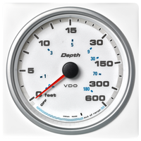 Veratron 4-3/8" (110mm) AcquaLink® Depth Gauge 660'/220M - 12/24V - White Dial & Bezel