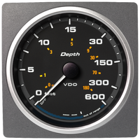 Veratron 4-3/8" (110mm) AcquaLink® Depth Gauge 660'/200M - 12/24V - Black Dial & Bezel