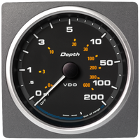 Veratron 4-3/8" (110mm) AcquaLink® Depth Gauge 200M/660' - 12/24V - Black Dial & Bezel