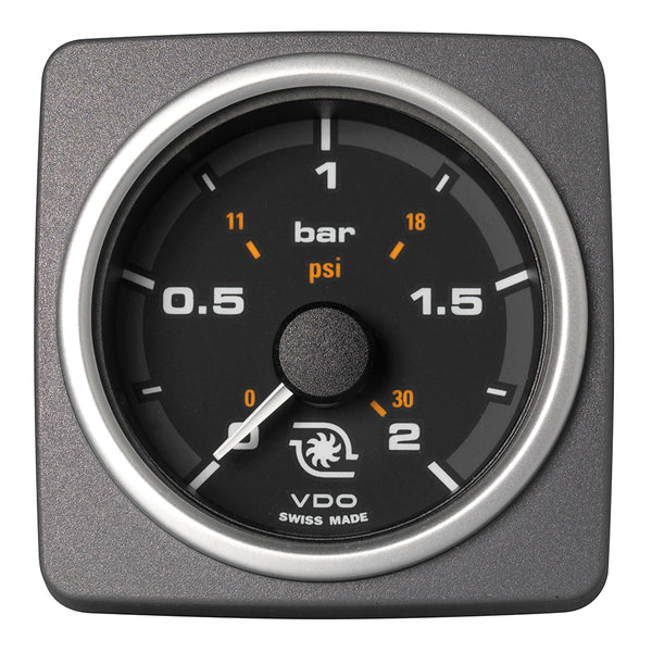 Veratron 52 MM (2-1/16") AcquaLink Boost Pressure Gauge 2 Bar/30 PSI - Black Dial & Bezel