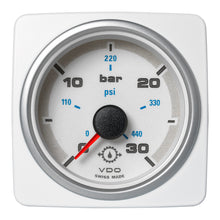 Veratron 52 MM (2-1/16") AcquaLink Transmission Oil Pressure 30 Bar/440 PSI - White Dial & Bezel