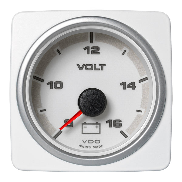 Veratron 52 MM (2-1/16") AcquaLink Voltmeter Gauge 8-16V Range - White Dial & Bezel