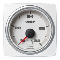 Veratron 52 MM (2-1/16") AcquaLink Voltmeter Gauge 16-32V Range - White Dial & Bezel