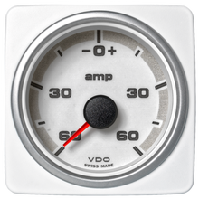 Veratron 52 MM (2-1/16") AcquaLink Ammeter Gauge -60/+60 AMP - White Dial & Bezel