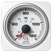 Veratron 52 MM (2-1/16") AcquaLink Coolant Temp Gauge 40° to120°C - White Dial & Bezel
