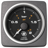 Veratron 52 MM (2-1/16") AcquaLink Boost Pressure Gauge 2 Bar/30 PSI - Black Dial & Bezel