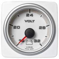 Veratron 52 MM (2-1/16") AcquaLink Voltmeter Gauge 16-32V Range - White Dial & Bezel
