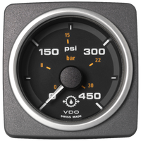 Veratron 52 MM (2-1/16") AcquaLink Transmission Oil Pressure 450 PSI/30 Bar - Black Dial & Bezel