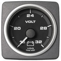 Veratron 52 MM (2-1/16") AcquaLink Voltmeter Gauge 16-32V Range - Black Dial & Bezel