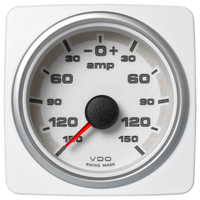 Veratron 52 MM (2-1/16") AcquaLink Ammeter Gauge -150/+150 AMP - White Dial & Bezel