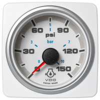 Veratron 52 MM (2-1/16") AcquaLink Engine Oil Pressure 10 Bar/150 PSI - 12/24V - White Dial & Bezel