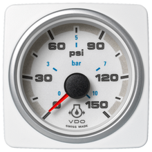Veratron 52 MM (2-1/16") AcquaLink Engine Oil Pressure 10 Bar/150 PSI - 12/24V - White Dial & Bezel