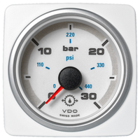 Veratron 52 MM (2-1/16") AcquaLink Transmission Oil Pressure 30 Bar/440 PSI - White Dial & Bezel