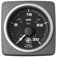 Veratron 52 MM (2-1/16") AcquaLink Boost Pressure Gauge 30 PSI/2 Bar - Black Dial & Bezel