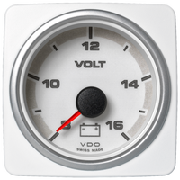 Veratron 52 MM (2-1/16") AcquaLink Voltmeter Gauge 8-16V Range - White Dial & Bezel