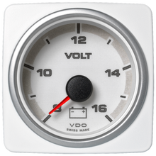 Veratron 52 MM (2-1/16") AcquaLink Voltmeter Gauge 8-16V Range - White Dial & Bezel