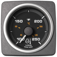 Veratron 52 MM (2-1/16") AcquaLink® Coolant Temp Gauge 100° to 250°F - Black Dial & Bezel