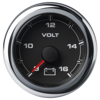 Veratron 52MM (2-1/16") OceanLink Battery Voltage Gauge - 8 to 16 V - Black Dial & Bezel