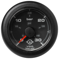 Veratron 52MM (2-1/16") OceanLink Transmission Oil Pressure Gauge - 30 Bar/440 PSI - Black Dial & Bezel