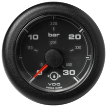 Veratron 52MM (2-1/16") OceanLink Transmission Oil Pressure Gauge - 30 Bar/440 PSI - Black Dial & Bezel