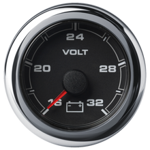 Veratron 52MM (2-1/16") OceanLink Battery Voltage Gauge - 16 to 32V - Black Dial & Bezel